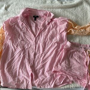 Aqua cute Hamptons pajamas set (top small bottoms xs)